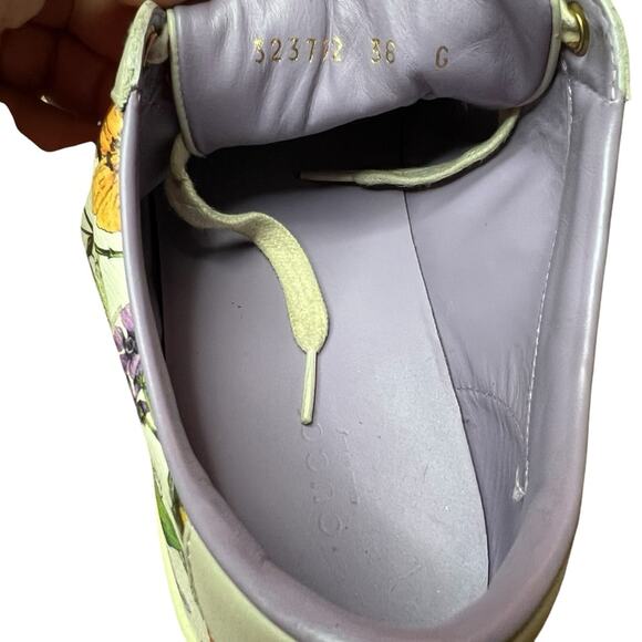 Gucci Flora Infinity Leather Low Top Sneakers Floral with Butterfly EU 38 US 8 - Picture 13 of 14